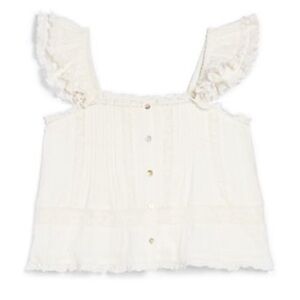 LoveShackFancy Cream Ruffle Sleeve Blouse